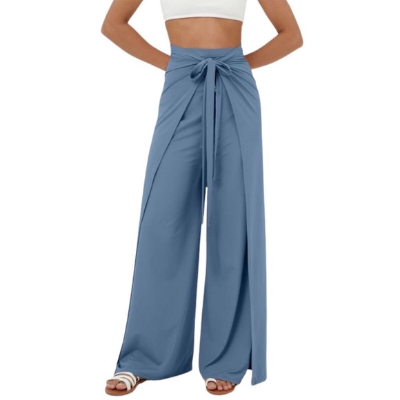 NWT Halara 2 Ways To Wear Palazzo Pants  / Cowl Neck Split Leg Jumpsuit XS blue - Picture 2 of 11